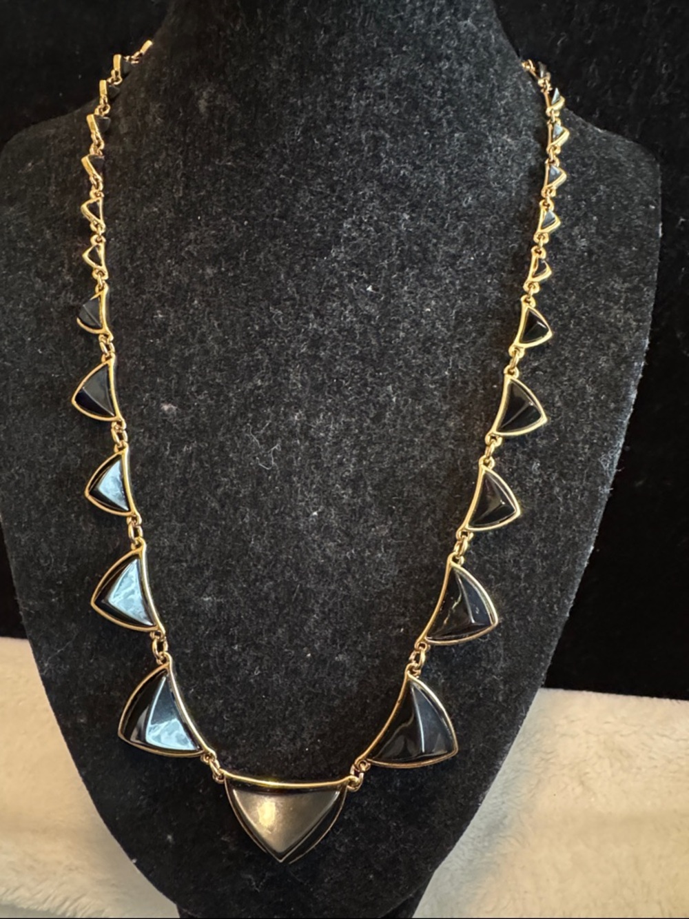 House of Harlow Gold Tone Necklace with Black Triangle Enamel Accents